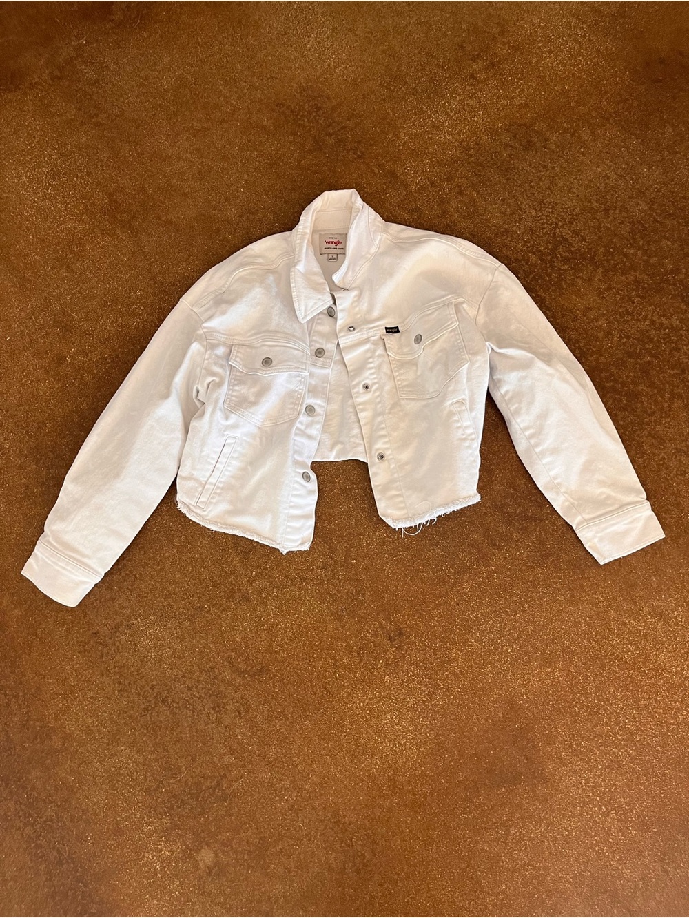 Levi's White Cropped Denim Jacket for Kids - Frayed Hem
